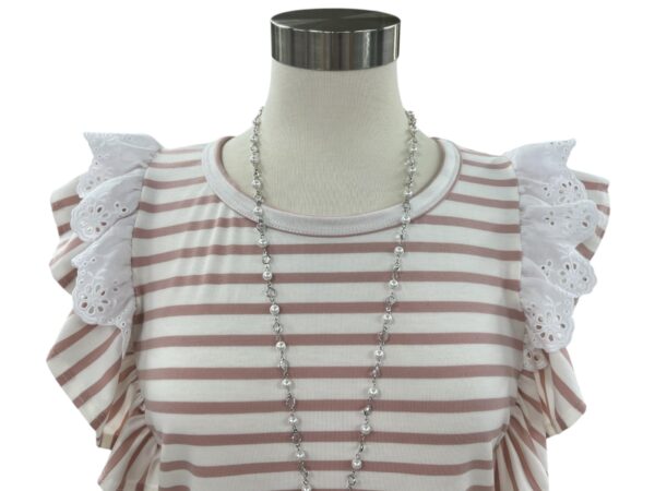 GILLI STRIPED RUFFLE TRIM KNIT TOP - Image 2