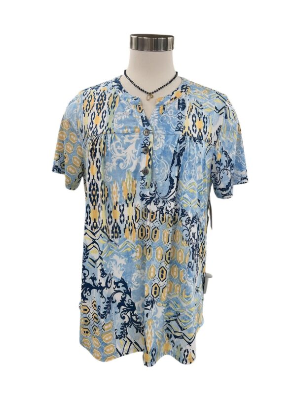 SOUTHERN LADY SHORT SLEEVE PATCHWORK PRINT TOP - Image 2