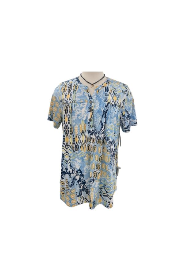 SOUTHERN LADY SHORT SLEEVE PATCHWORK PRINT TOP