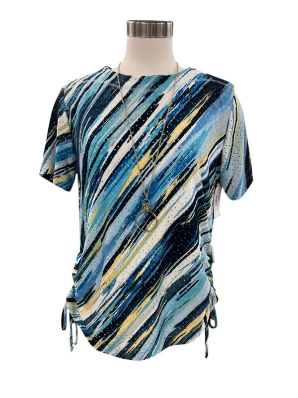 SOUTHERN LADY SHORT SLEEVE STRIPE PRINT TIE TOP - Image 3