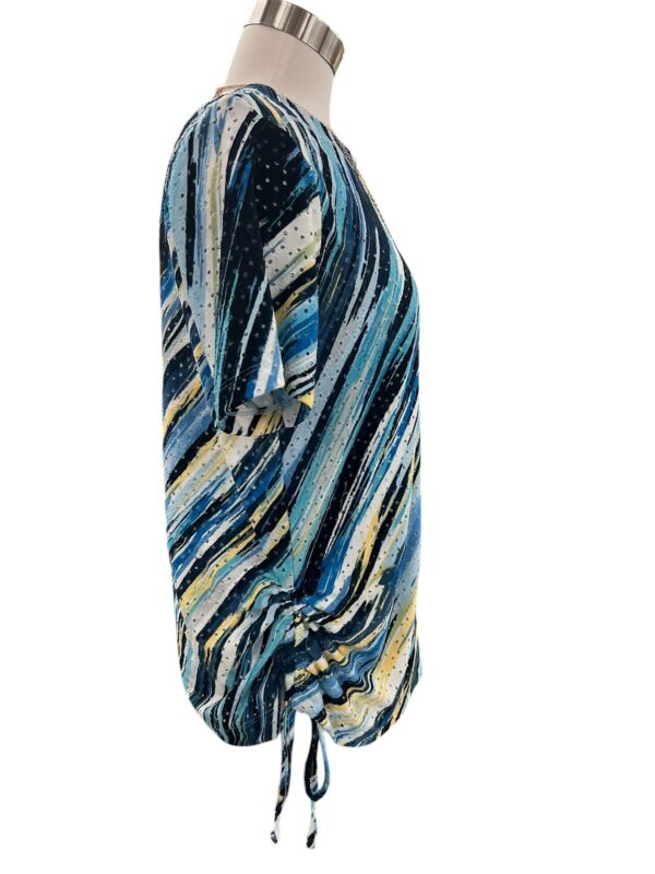 SOUTHERN LADY SHORT SLEEVE STRIPE PRINT TIE TOP - Image 2