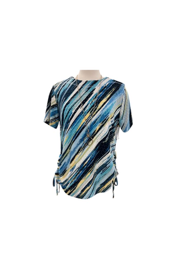 SOUTHERN LADY SHORT SLEEVE STRIPE PRINT TIE TOP