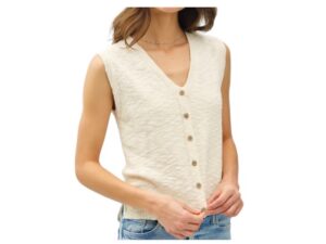 BE COOL COTTON SLUB BUTTON UP SWEATER VEST