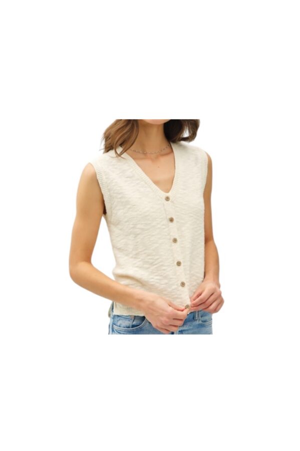 BE COOL COTTON SLUB BUTTON UP SWEATER VEST