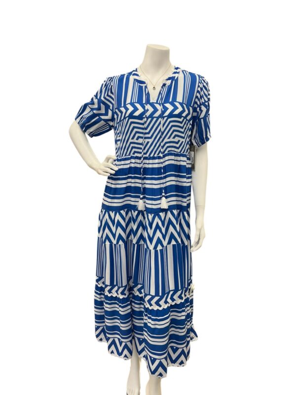 MULTIPLES ROYAL & WHITE PUFF SLEEVE PRINT MAXI - Image 2