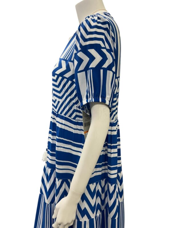 MULTIPLES ROYAL & WHITE PUFF SLEEVE PRINT MAXI - Image 4