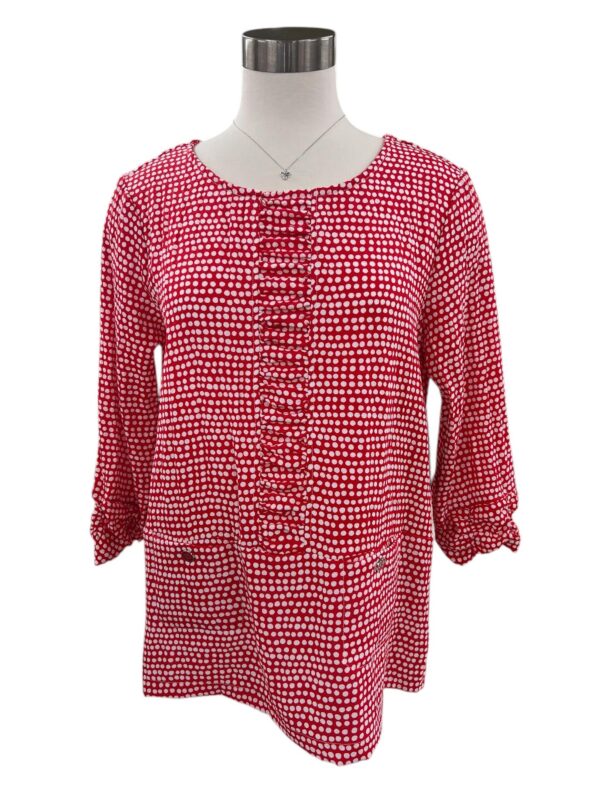 MULTIPLES POLKA DOT SHIRRED FRONT POCKET TOP - Image 2