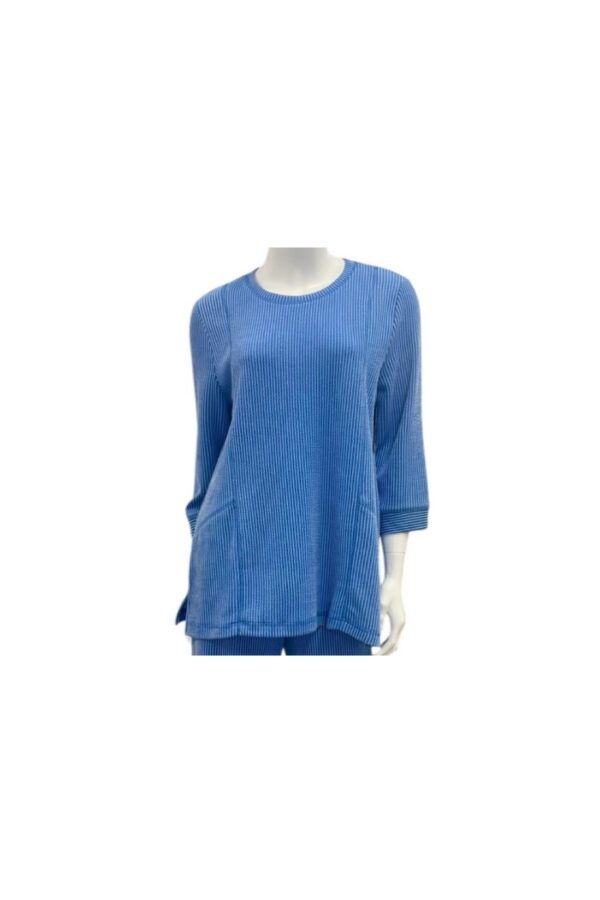 SOUTHERN LADY 3/4 SLEEVE RIBBED KNIT TOP
