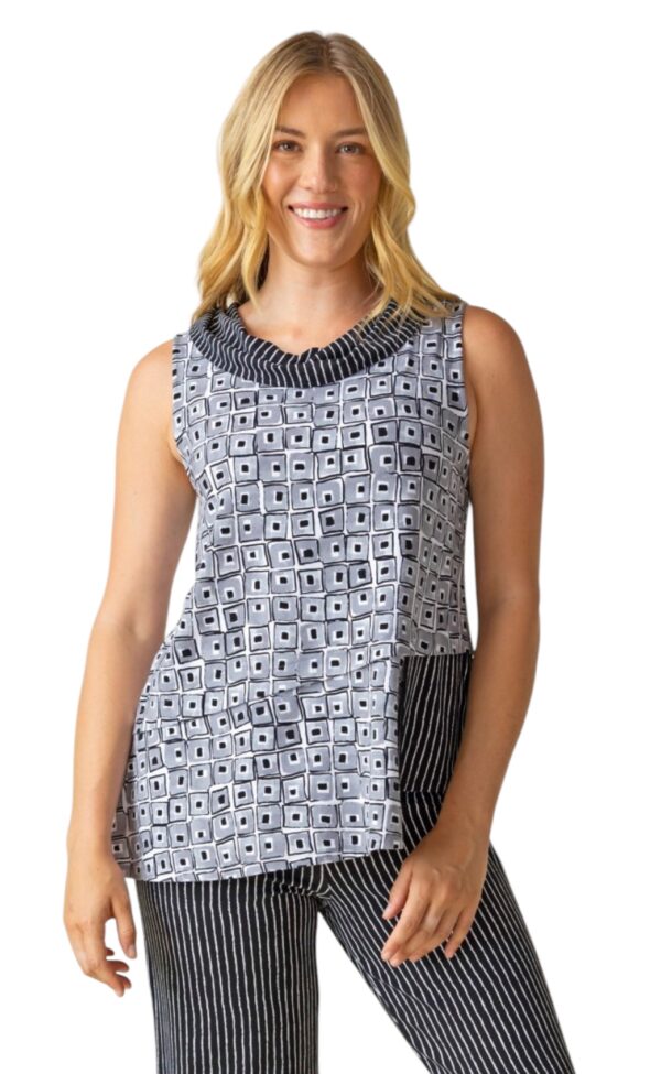 HABITAT TRAVEL MIXED PRINT COWL TOP - Image 3