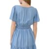 BLUPEPPER SPLIT NECK CHAMBRAY MINI DRESS - Image 4