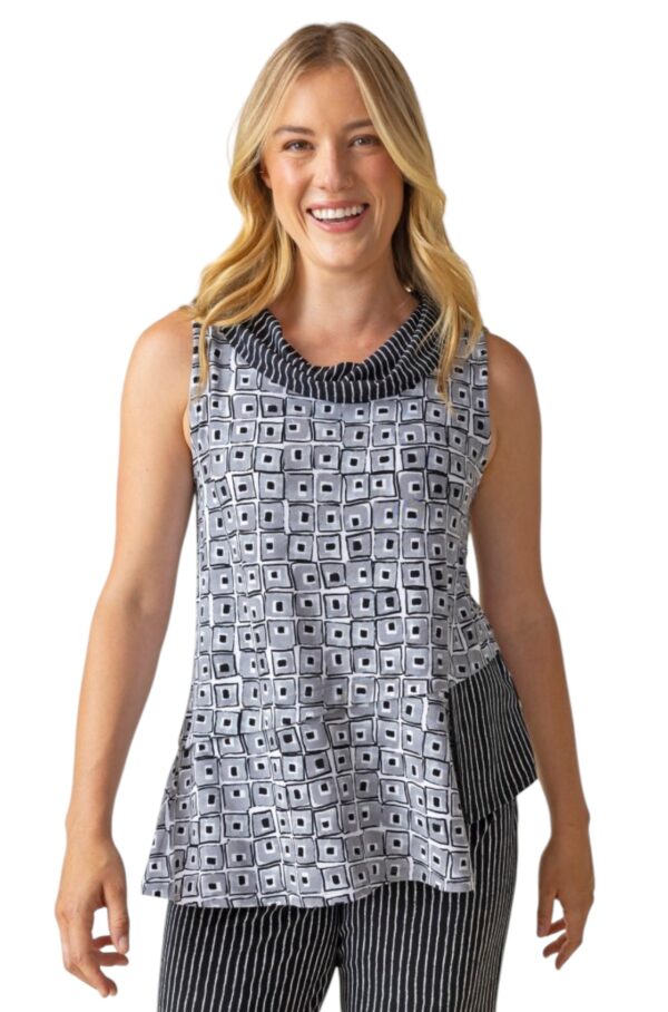 HABITAT TRAVEL MIXED PRINT COWL TOP - Image 4