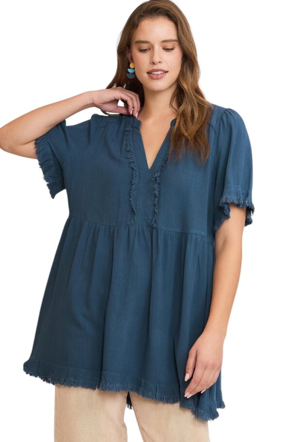 UMGEE LINEN BLEND BABYDOLL TOP - Image 2