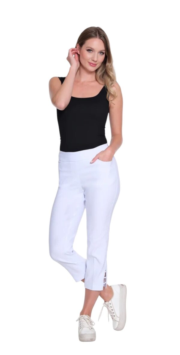 MULTIPLES SLUB DENIM V-LADDER HEM CROP - Image 4