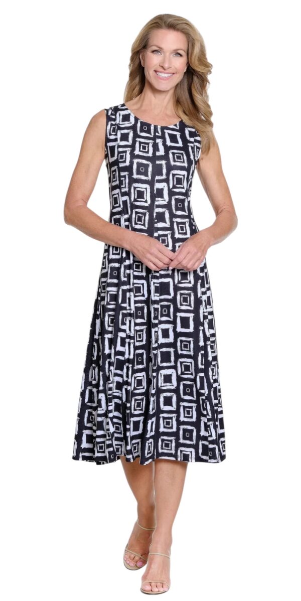 MULTIPLES BLACK & WHITE SCOOP NECK TANK DRESS - Image 2