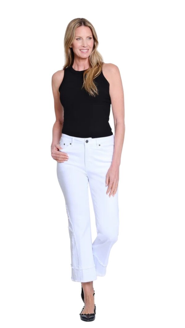 MULTIPLES 5 POCKET FRINGE FLARE CROP JEAN - Image 4