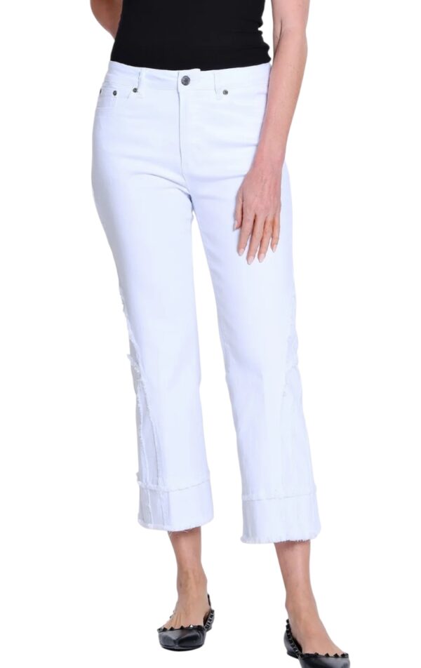 MULTIPLES 5 POCKET FRINGE FLARE CROP JEAN - Image 2
