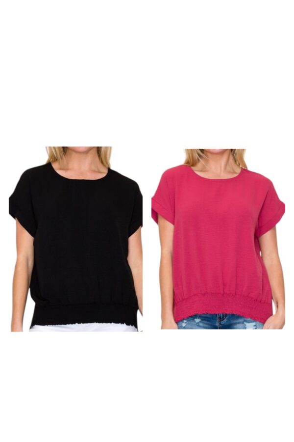 STACCATO SMOCKED HEM CRINKLE TOP