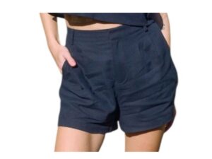 BLUPEPPER FRONT PLEAT LINEN SHORTS