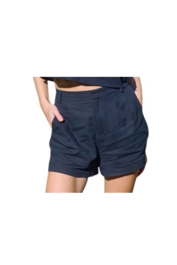 BLUPEPPER FRONT PLEAT LINEN SHORTS
