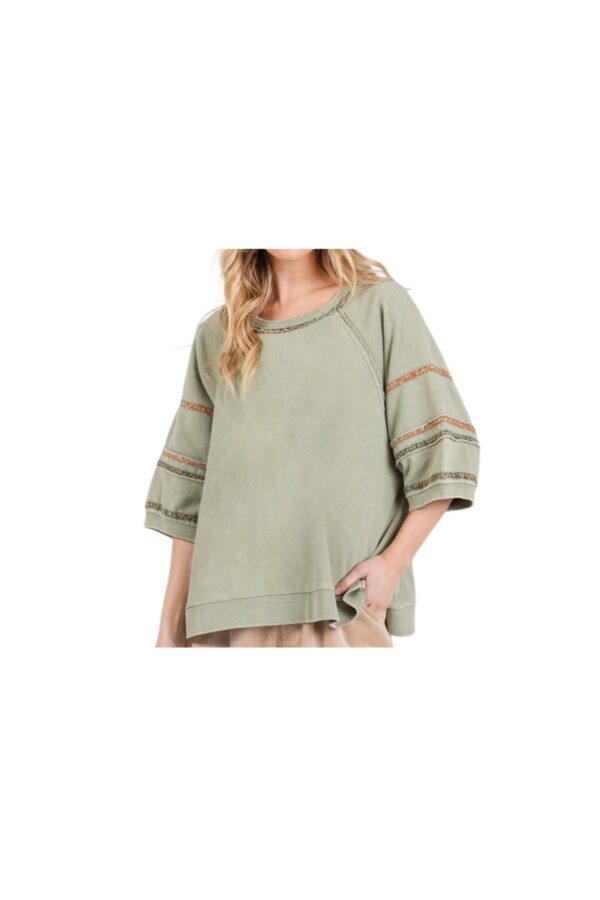 MITTOSHOP RAGLAN SLEEVE MINERAL WASH TOP