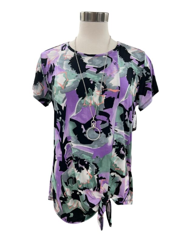 SOUTHERN LADY SHORT SLEEVE SIDE TIE PRINT TOP - Image 2