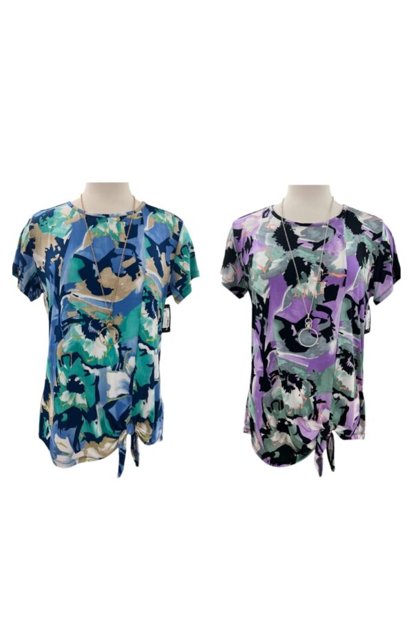 SOUTHERN LADY SHORT SLEEVE SIDE TIE PRINT TOP