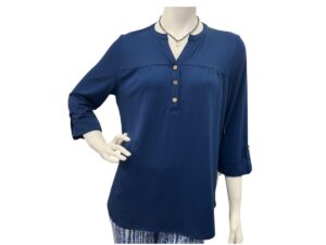 SOUTHERN LADY 3/4 NOTCH NECK PLACKET TOP