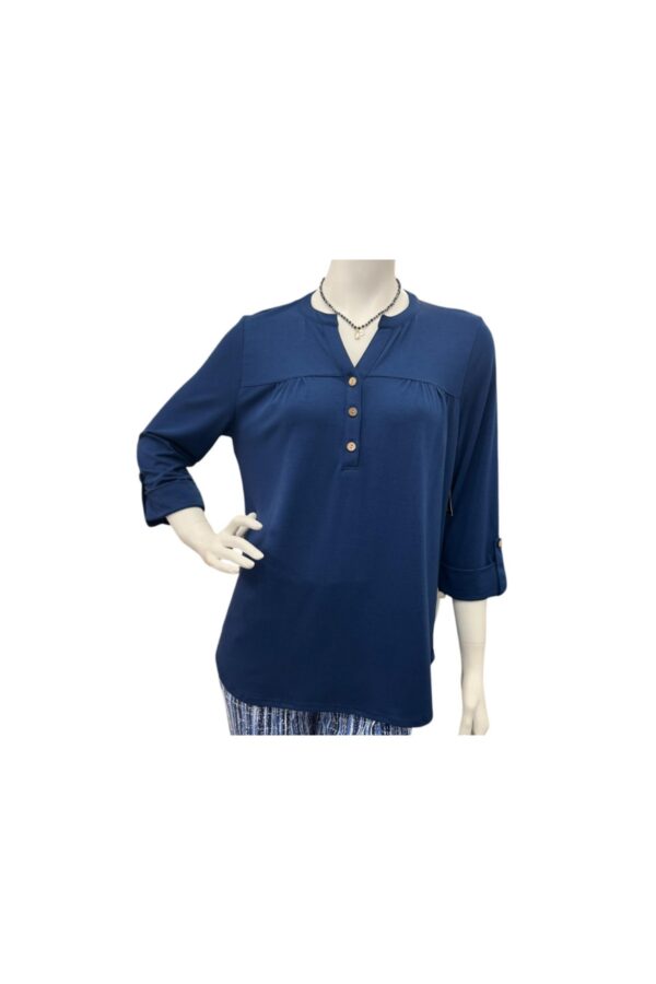 SOUTHERN LADY 3/4 NOTCH NECK PLACKET TOP