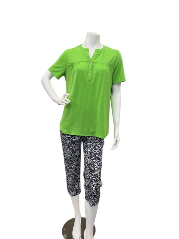 SOUTHERN LADY SHORT SLEEVE SOLID PLACKET TOP - Image 4