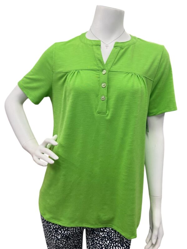SOUTHERN LADY SHORT SLEEVE SOLID PLACKET TOP - Image 2