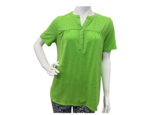 SOUTHERN LADY SHORT SLEEVE SOLID PLACKET TOP