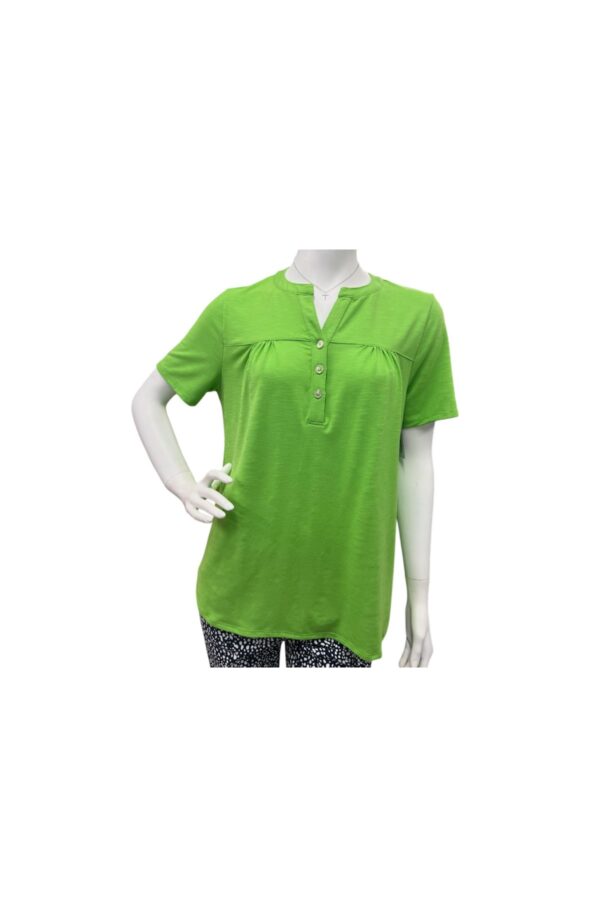 SOUTHERN LADY SHORT SLEEVE SOLID PLACKET TOP