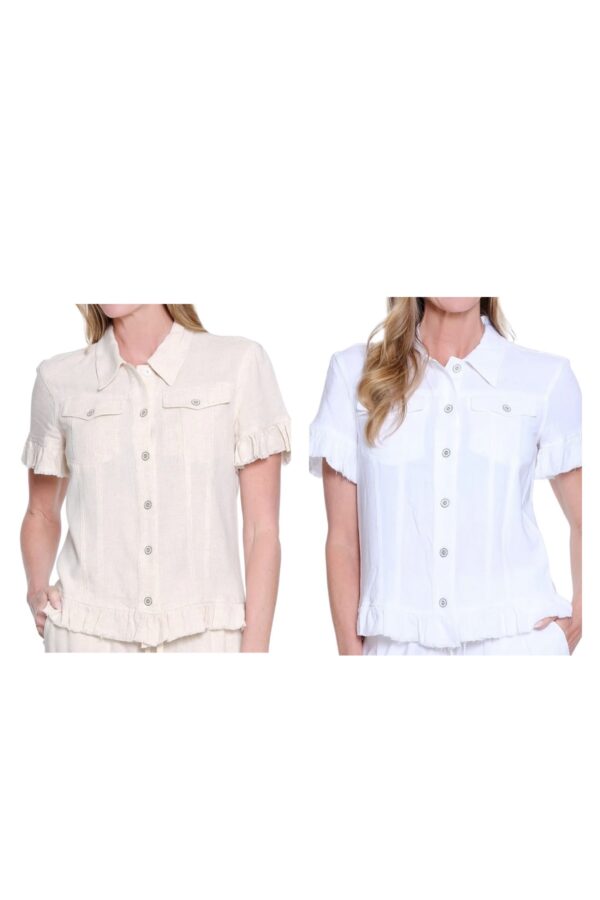 MULTIPLES SHORT SLEEVE RUFFLE SLEEVE/HEM JACKET