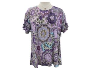 SOUTHERN LADY SHORT SLEEVE CROCHET PRINT TOP