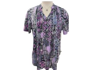 SOUTHERN LADY SHORT SLEEVE NOTCH NECK PRINT TOP