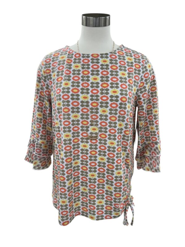 MULTIPLES FLORAL SIDE RUCHE FLOUNCE SLEEVE TOP - Image 2