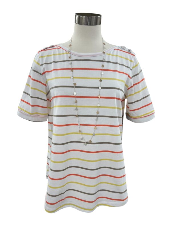 MULTIPLES ELBOW SLEEVE STRIPED KNIT TOP - Image 3