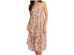 GILLI SMOCKED BODICE FLORAL MIDI