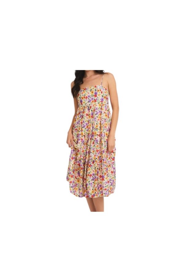 GILLI SMOCKED BODICE FLORAL MIDI