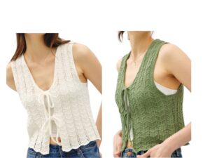 BE COOL WAVY KNIT TIE FRONT SWEATER VEST