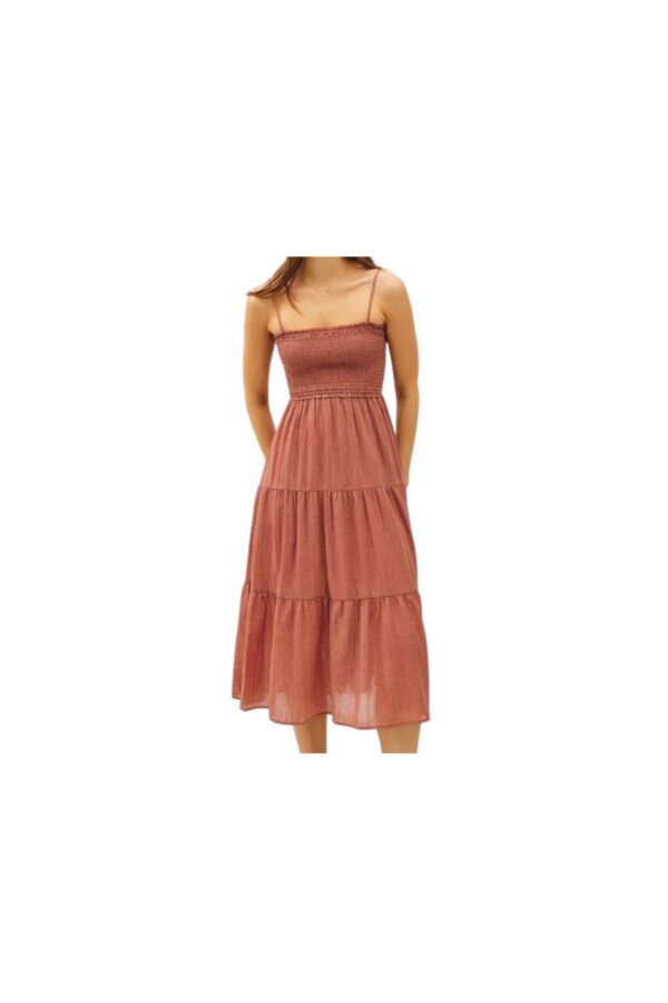 BE COOL LINED MIDI DRESS WITH SMOCKED TOP
