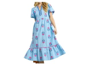 UMGEE PUFF SLEEVE PRINT MIDI DRESS