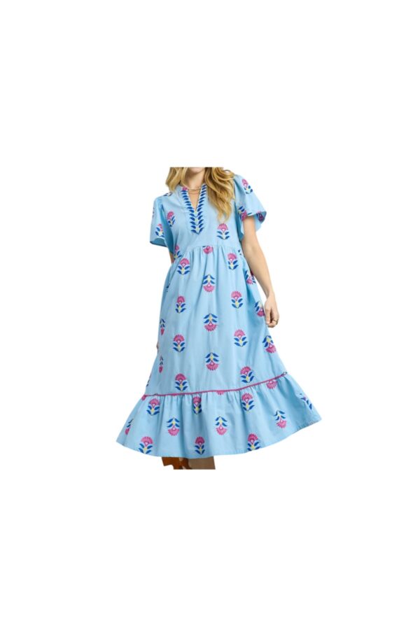 UMGEE PUFF SLEEVE PRINT MIDI DRESS