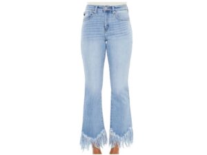 KAN CAN HIGH RISE FRINGE HEM BOOTCUT