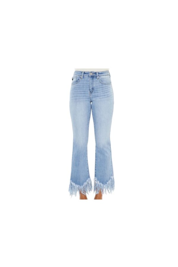 KAN CAN HIGH RISE FRINGE HEM BOOTCUT