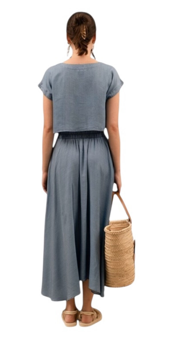 BLUPEPPER BOXY CHAMBRAY CROP TOP - Image 2