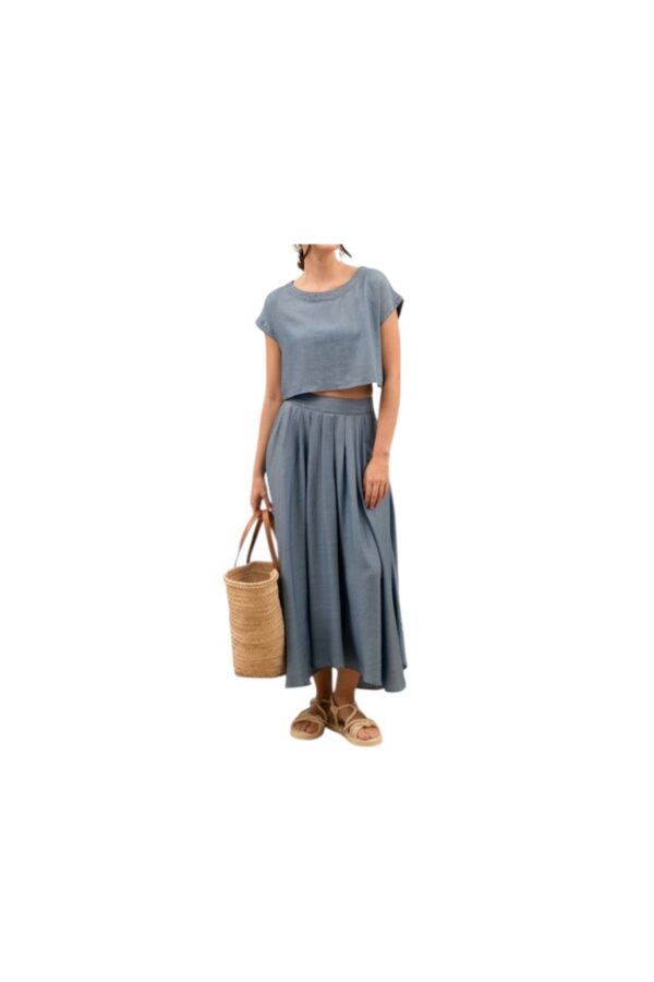 BLUPEPPER BOXY CHAMBRAY CROP TOP