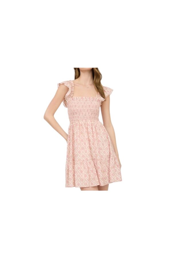 BLUPEPPER FLORAL TRELLIS PRINT MINI DRESS