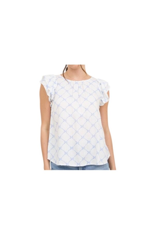 BLUPEPPER SWISS DOT BOW PRINT TOP