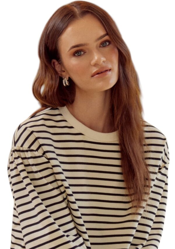JODIFL ELBOW PUFF SLEEVE TEXTURED STRIPE TOP - Image 3